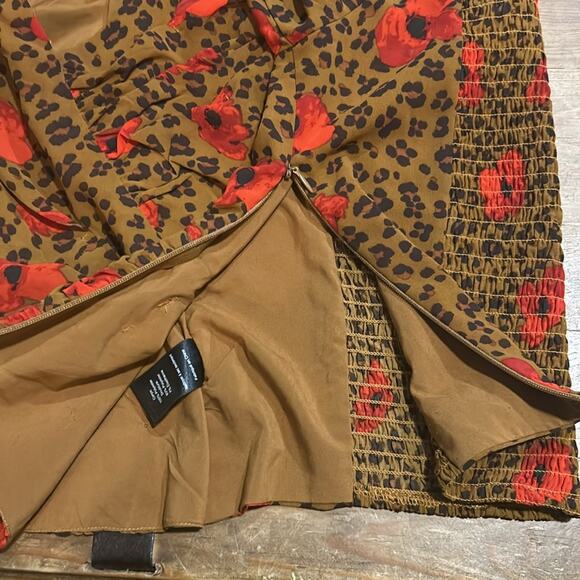 ASTR the Label Floral Leopard Print Puff Sleeve Cropped Shirred Blouse Small - Picture 8 of 9